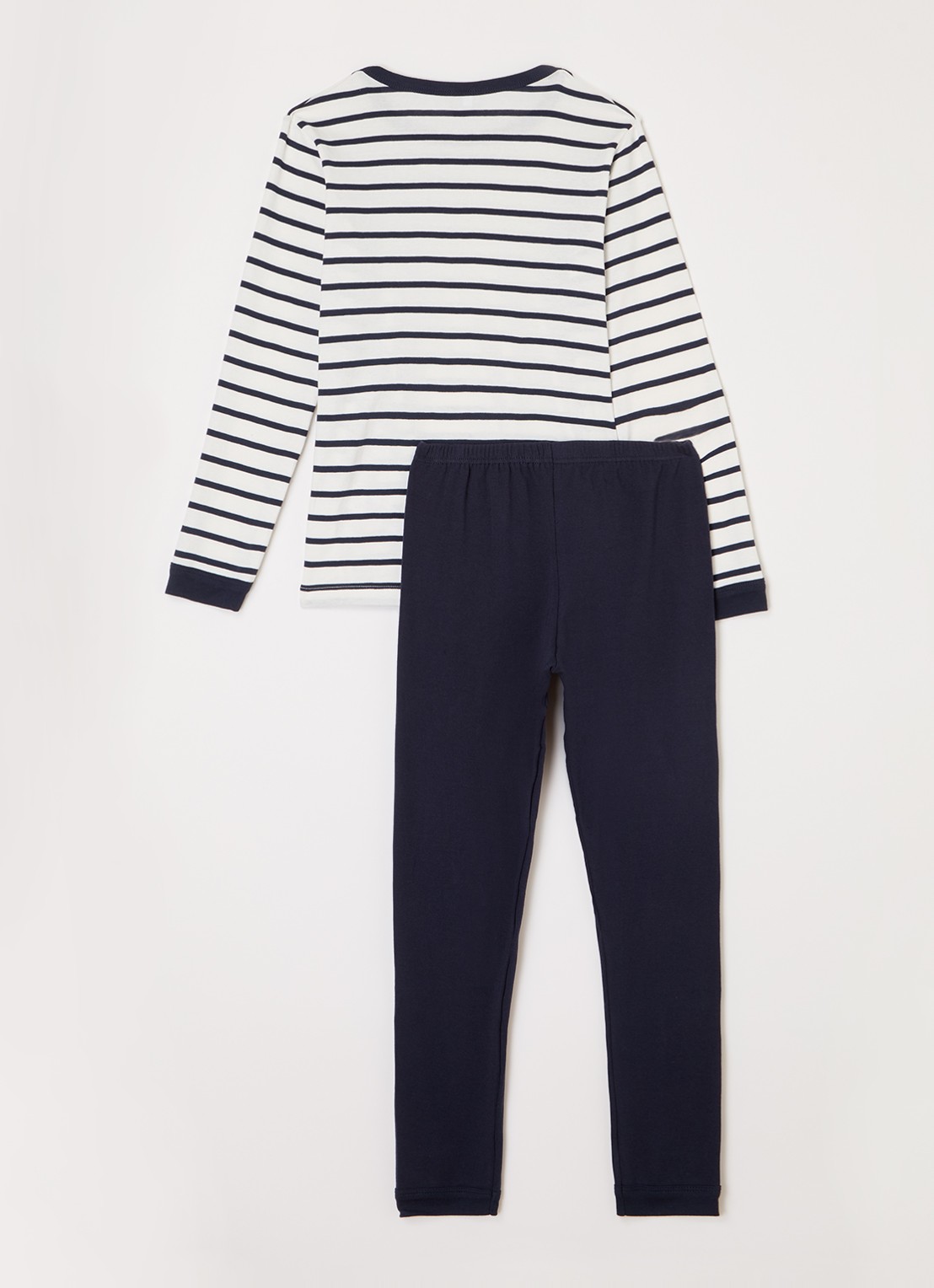 Petit Bateau Pyjamaset met streepprint en logo  - voorkant 2 donkerblauw