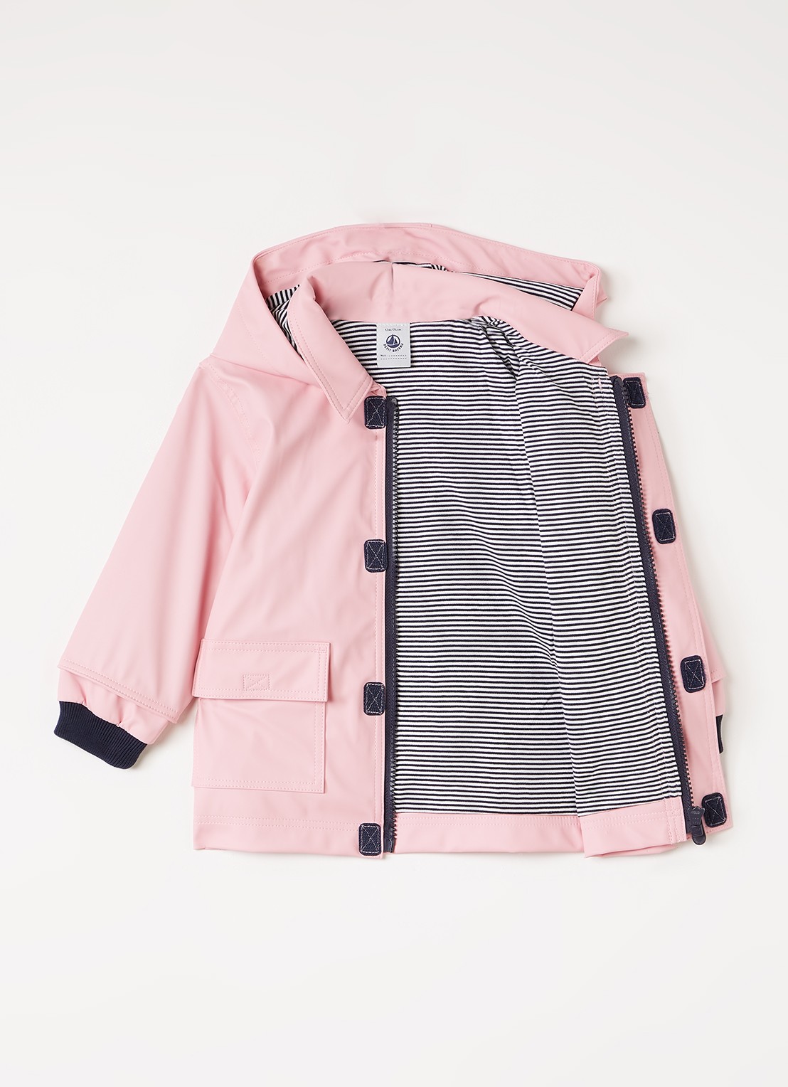 Petit Bateau Regenjas met capuchon - voorkant 2 roze