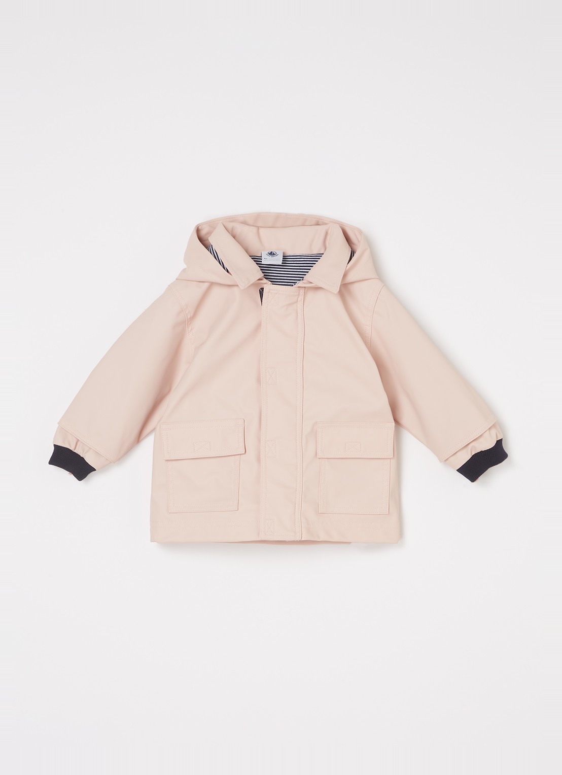 Petit Bateau Regenjas met klepzakken     - voorkant 2 lichtroze