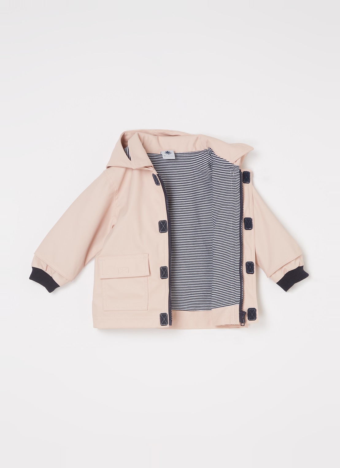 Petit Bateau Regenjas met klepzakken     - voorkant 3 lichtroze