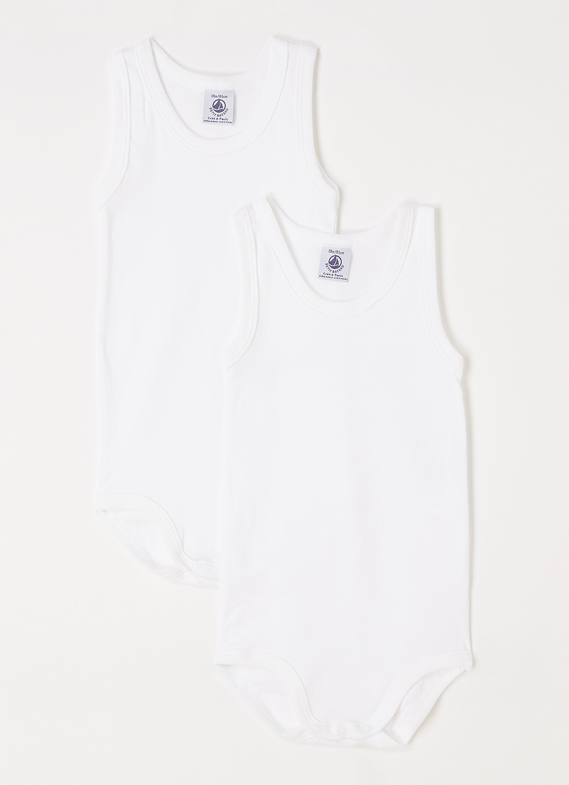 Petit Bateau Romper in 2-pack - voorkant wit
