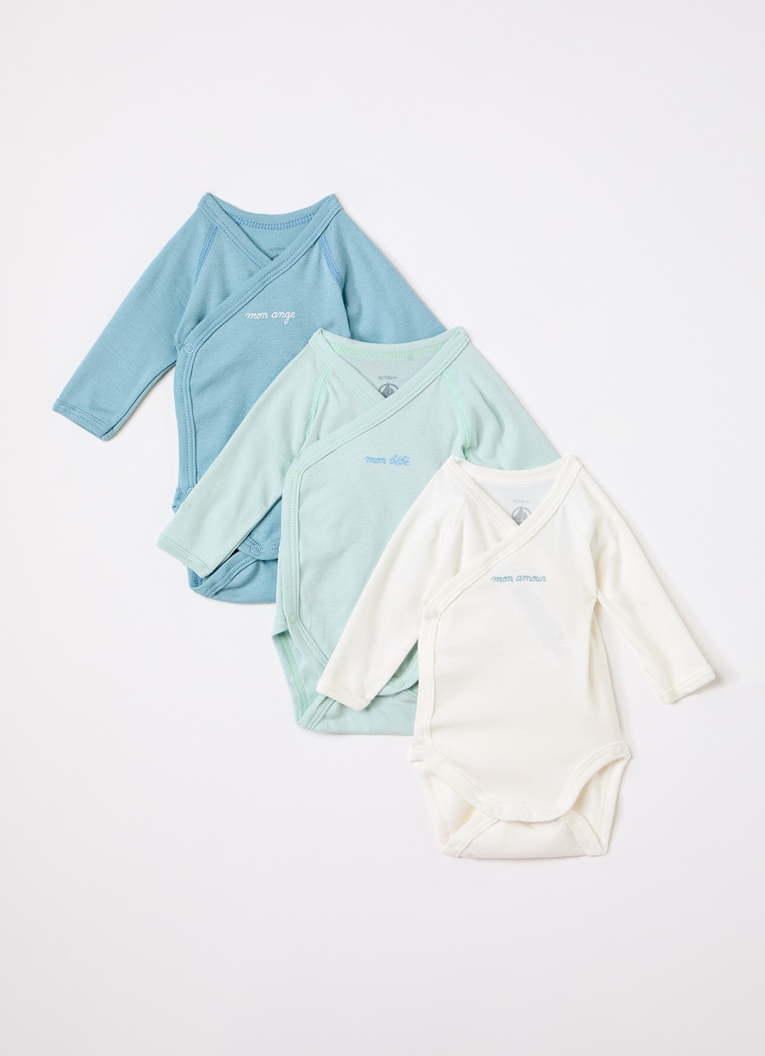 Petit Bateau Romper in giftbox 3-delig - voorkant groen