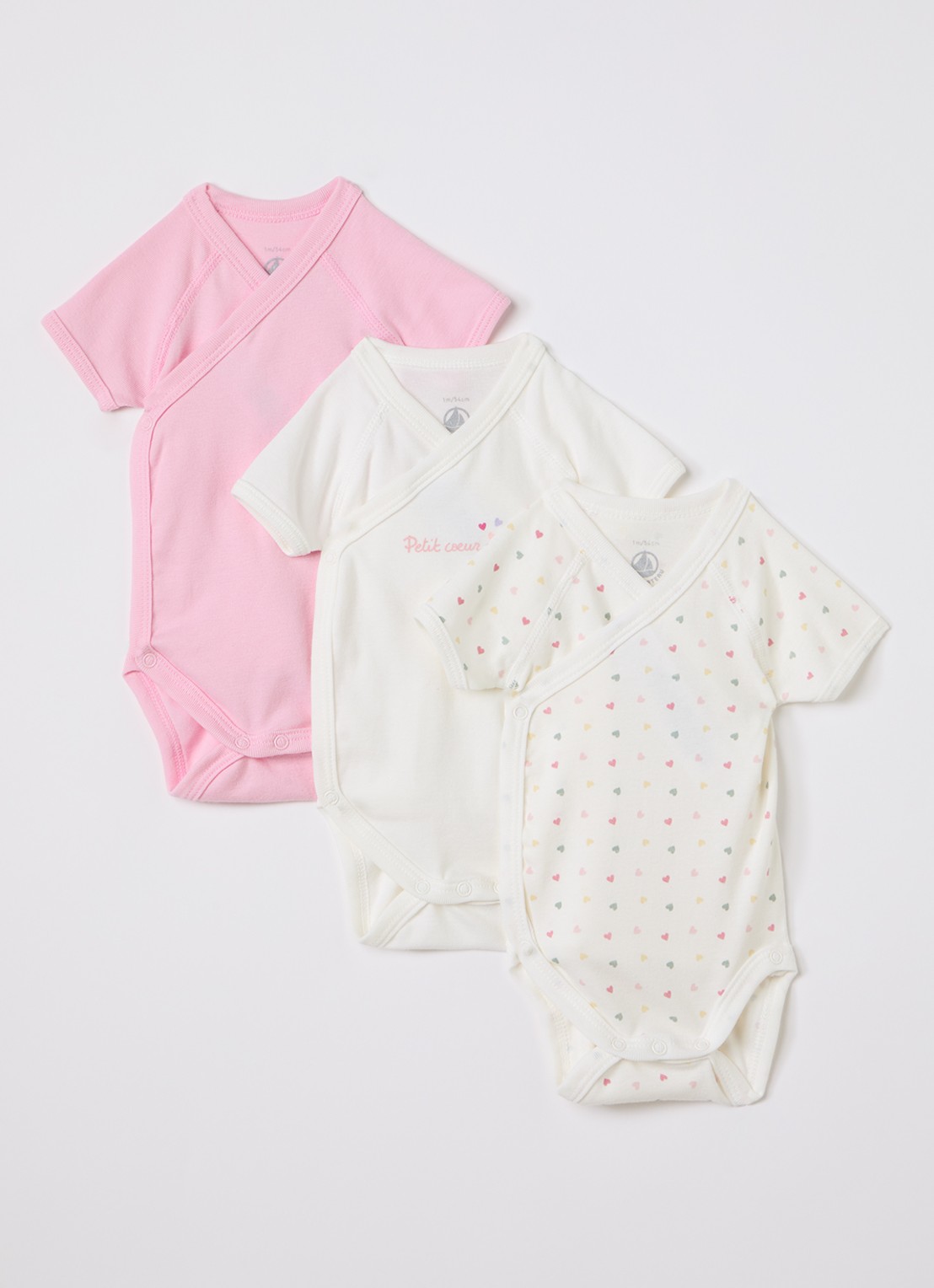 Petit Bateau Romper in giftbox 3-delig - voorkant roze