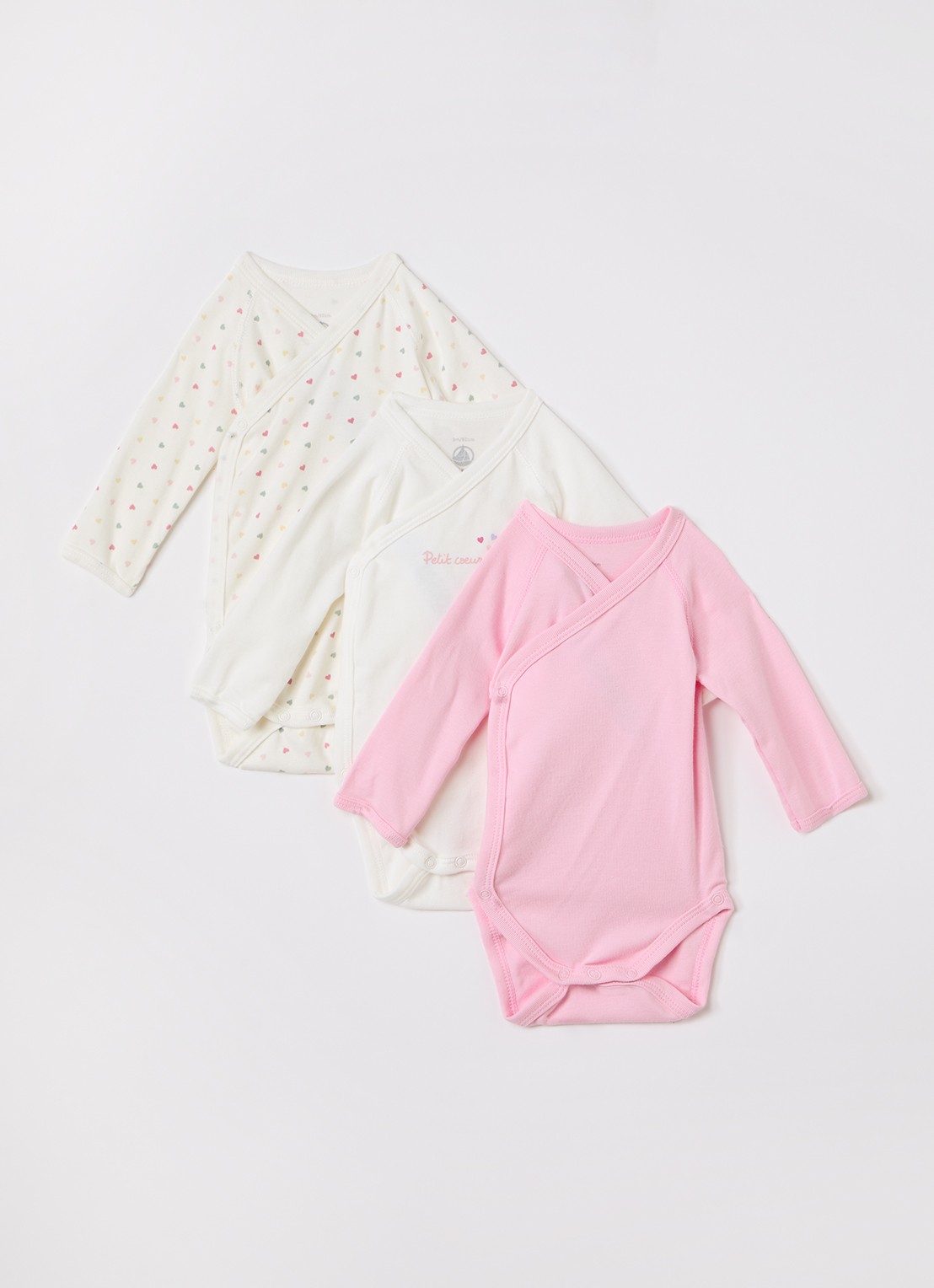 Petit Bateau Romper in giftbox 3-delig - voorkant roze