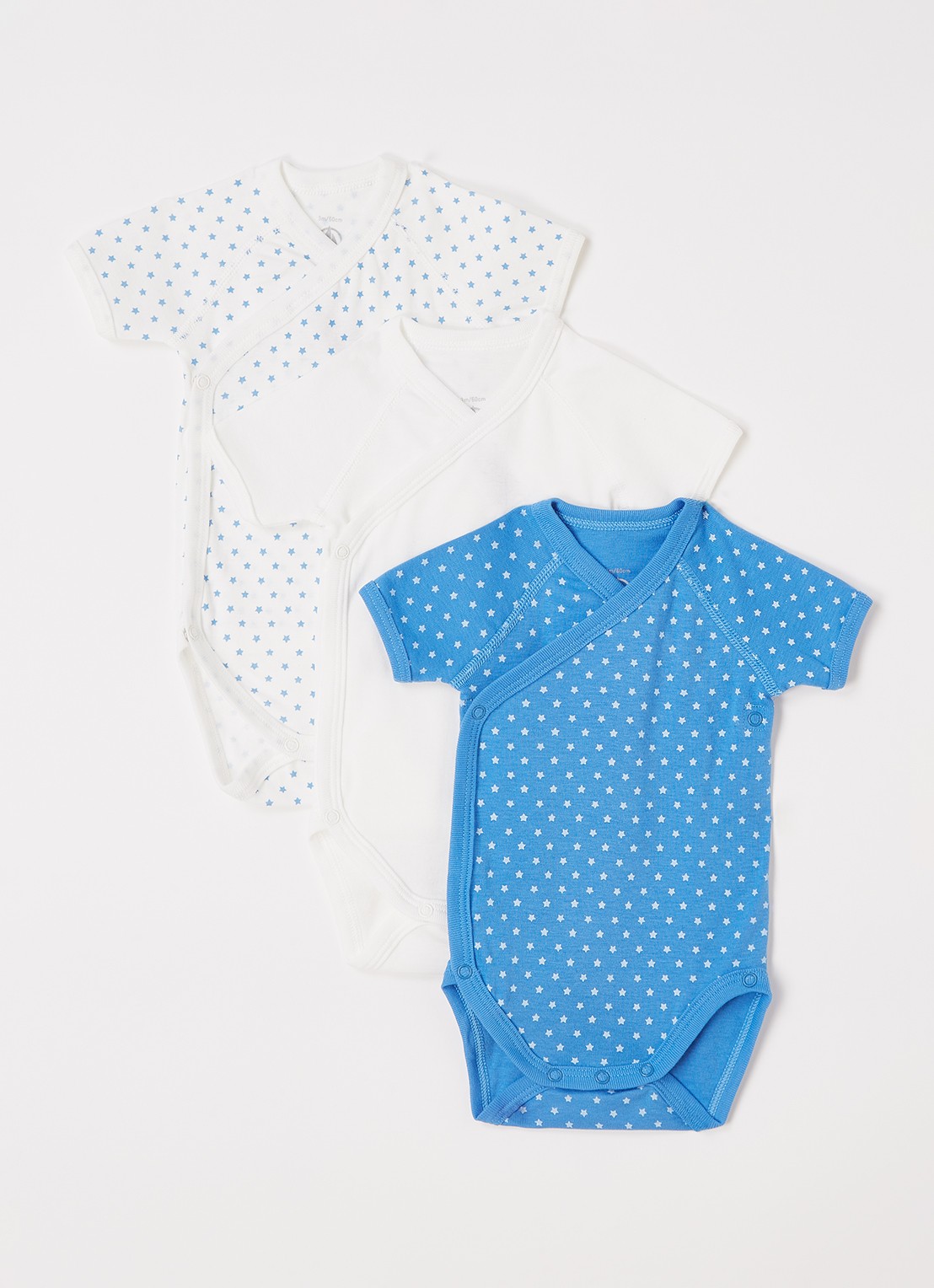 Petit Bateau Romper met print in 3-pack - voorkant blauw