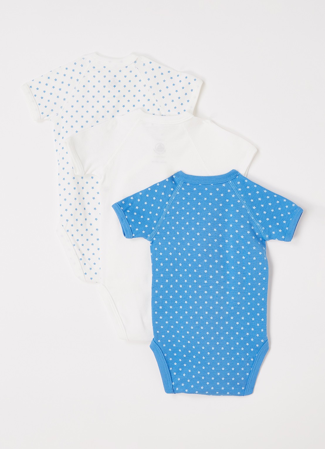 Petit Bateau Romper met print in 3-pack - voorkant 2 blauw