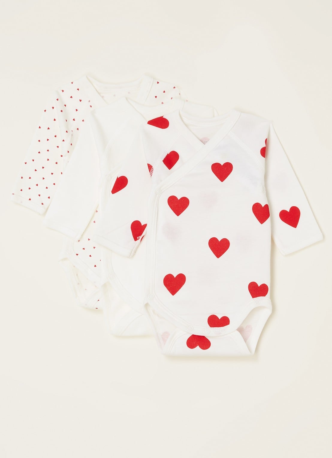 Petit Bateau Rompers met print in 3-pack - voorkant gebroken wit