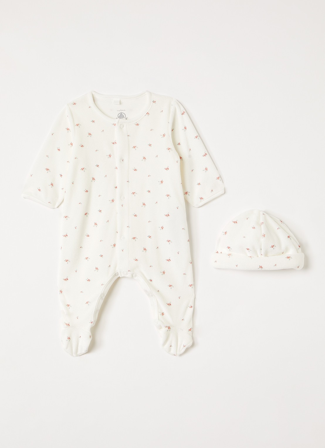 Petit Bateau Set van babypak met muts in giftbox 2-delig - voorkant 2 gebroken wit