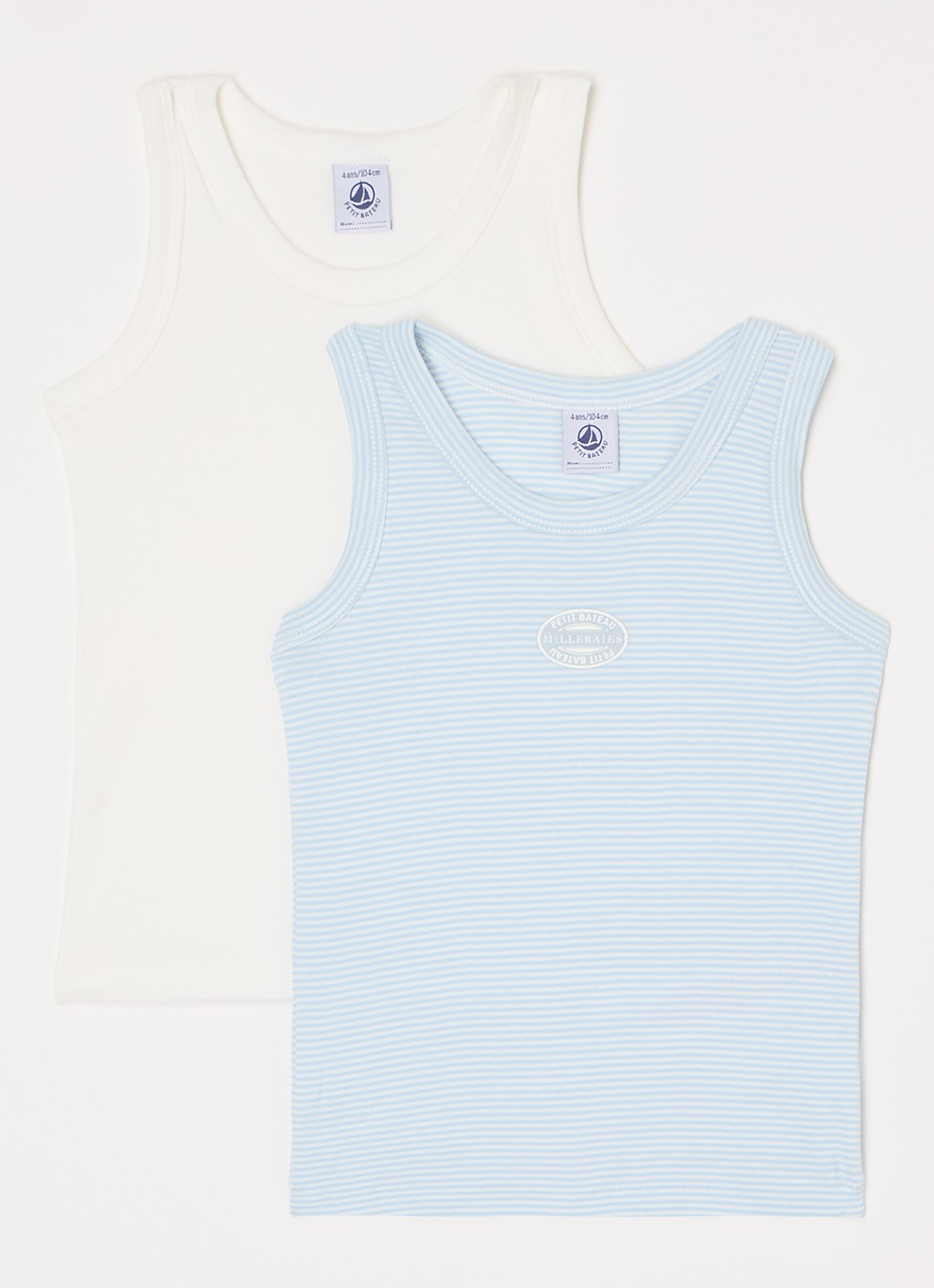 Petit Bateau Singlet van katoen in 2-pack  - voorkant lichtblauw