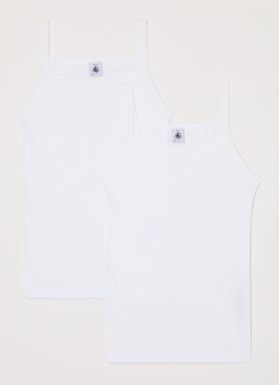 Petit Bateau Singlet van katoen in 2-pack  - voorkant wit