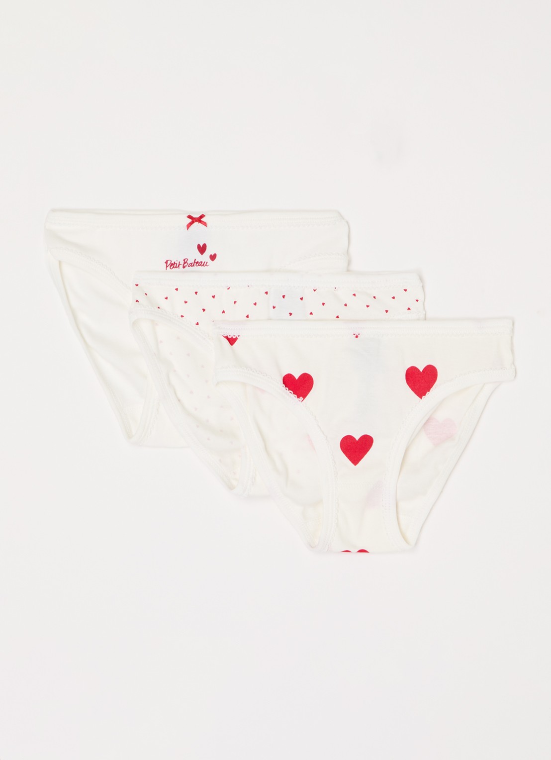 Petit Bateau Slip met print in 3-pack - voorkant gebroken wit