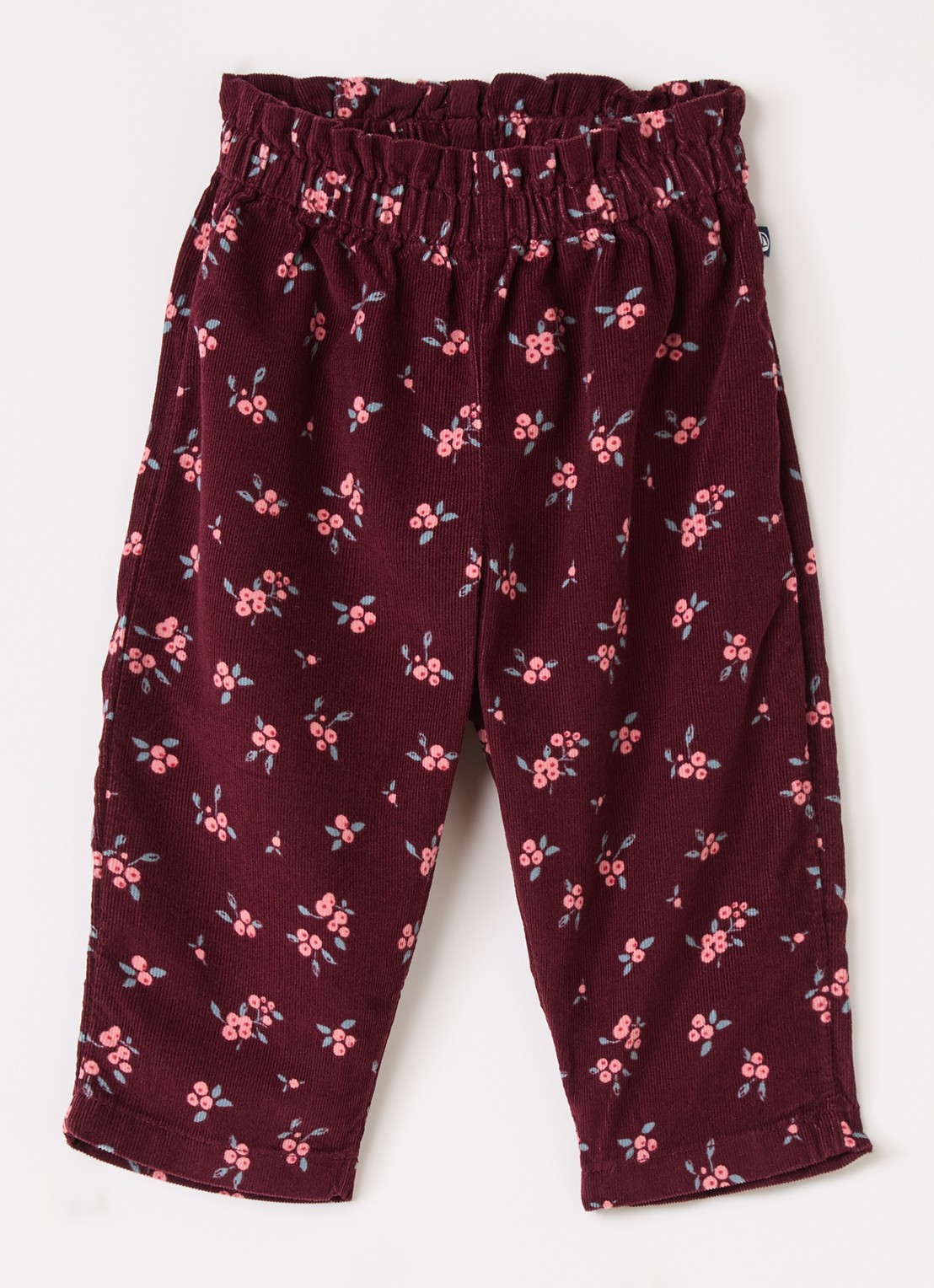 Petit Bateau Straight fit broek van fluweel - voorkant 2 bordeauxrood