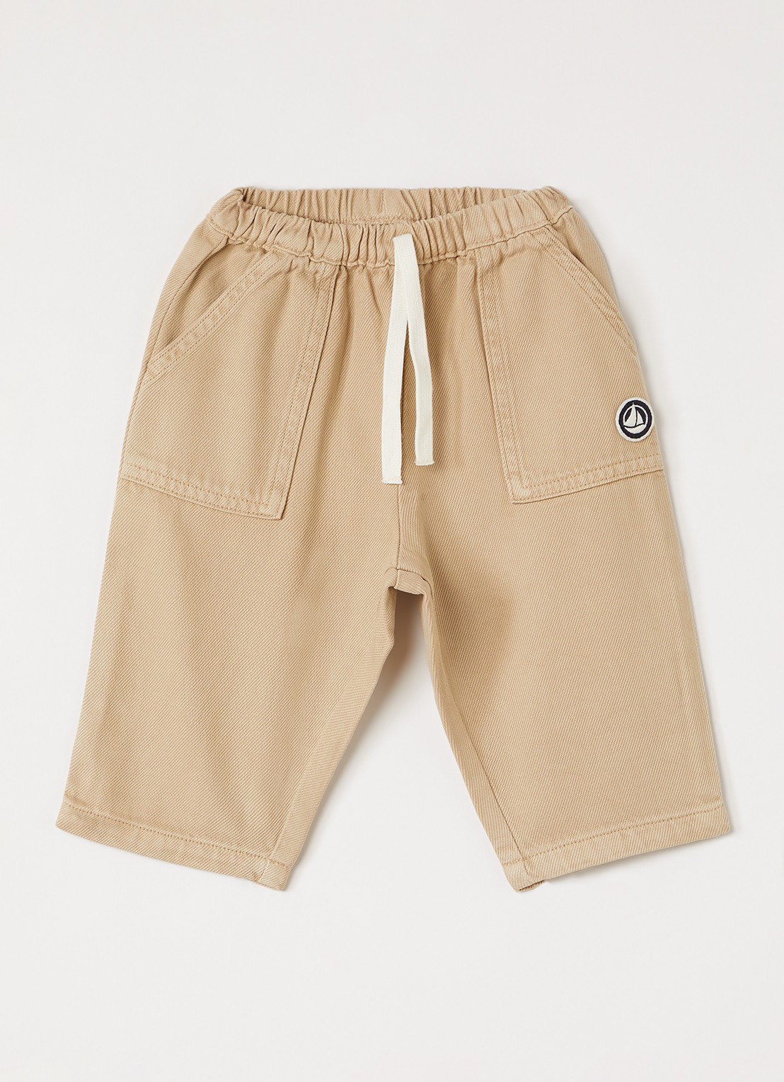 Petit Bateau Straight fit chino met logo - voorkant beige