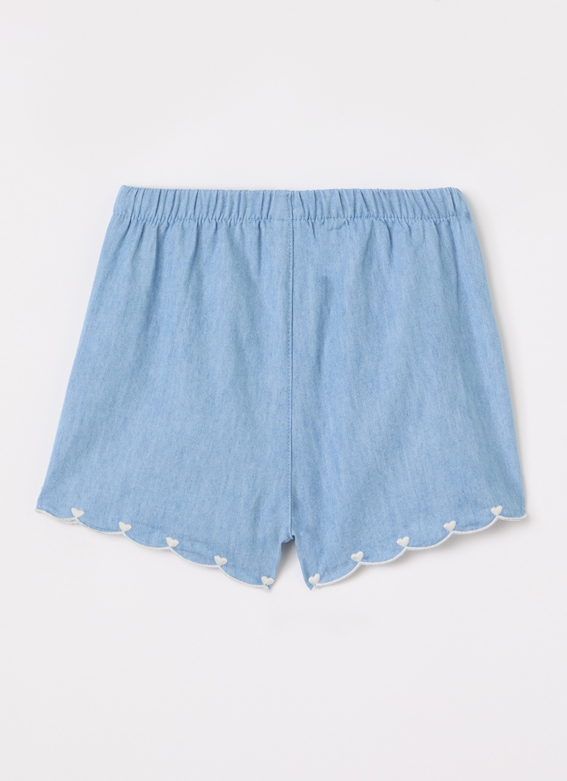 Petit Bateau Straight fit korte broek van chambray - voorkant 3 blauw
