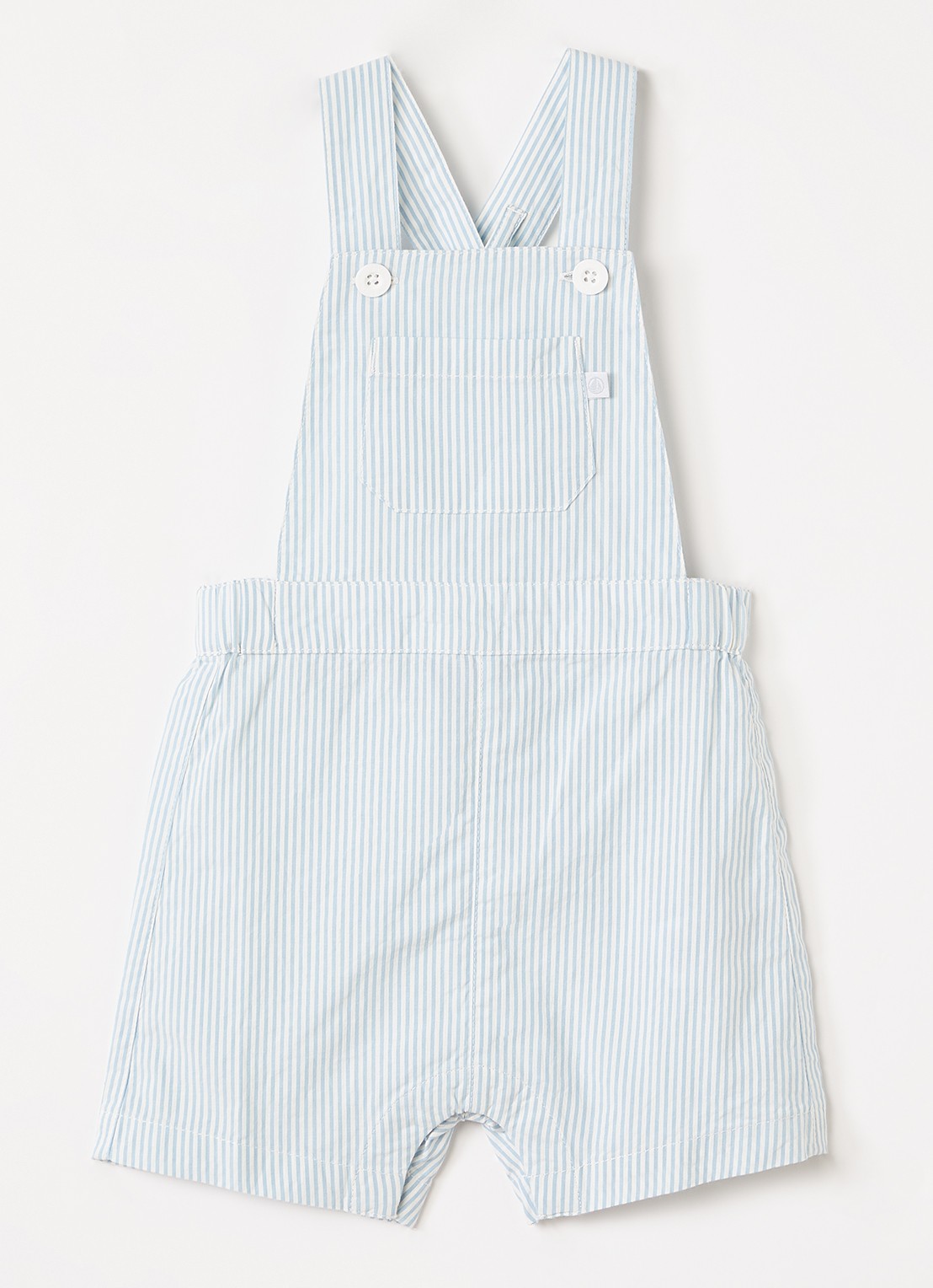 Petit Bateau Straight fit korte tuinbroek met streepprint - voorkant 2 staalblauw