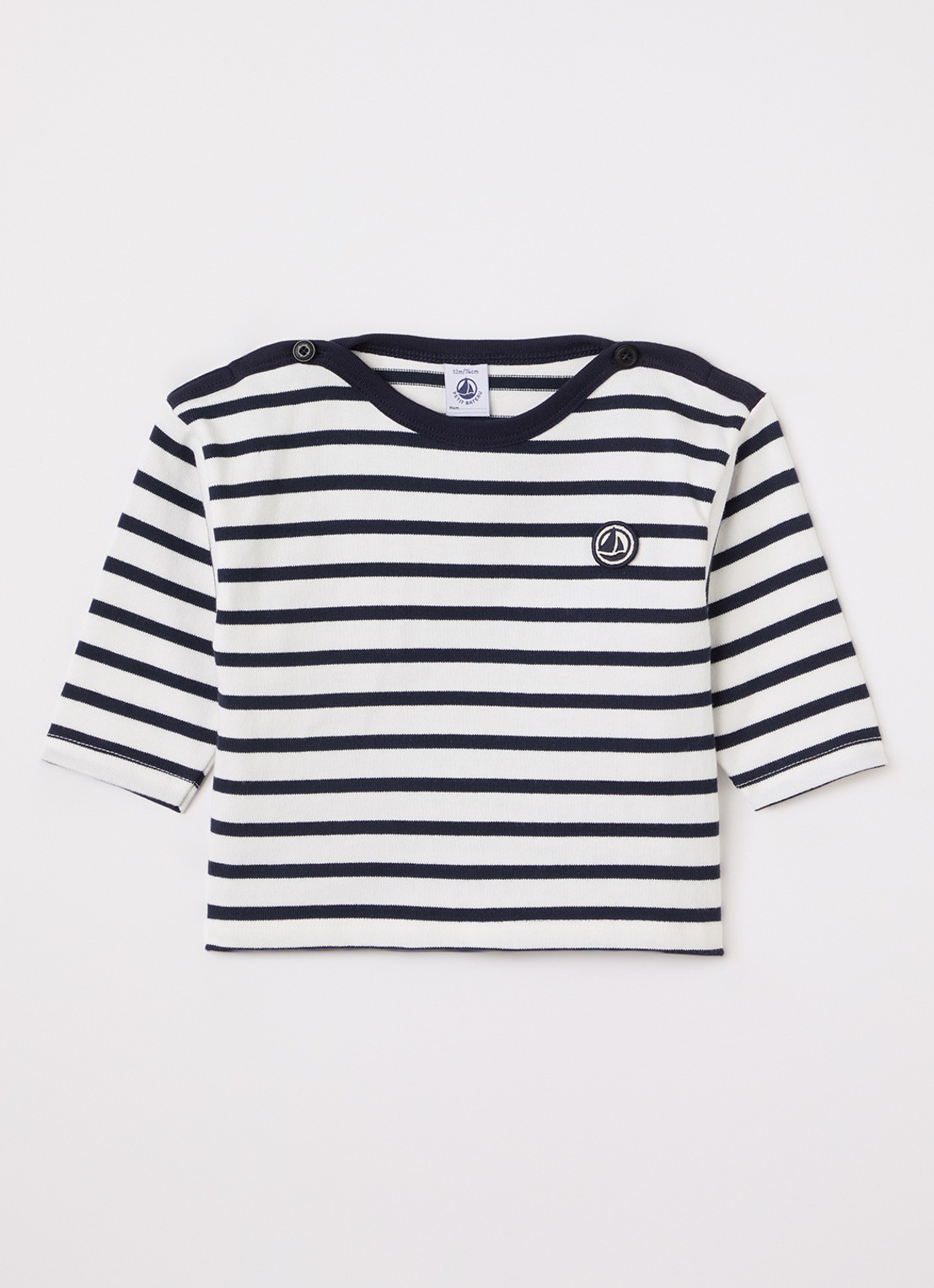 Petit Bateau Sweater met streepprint - voorkant donkerblauw