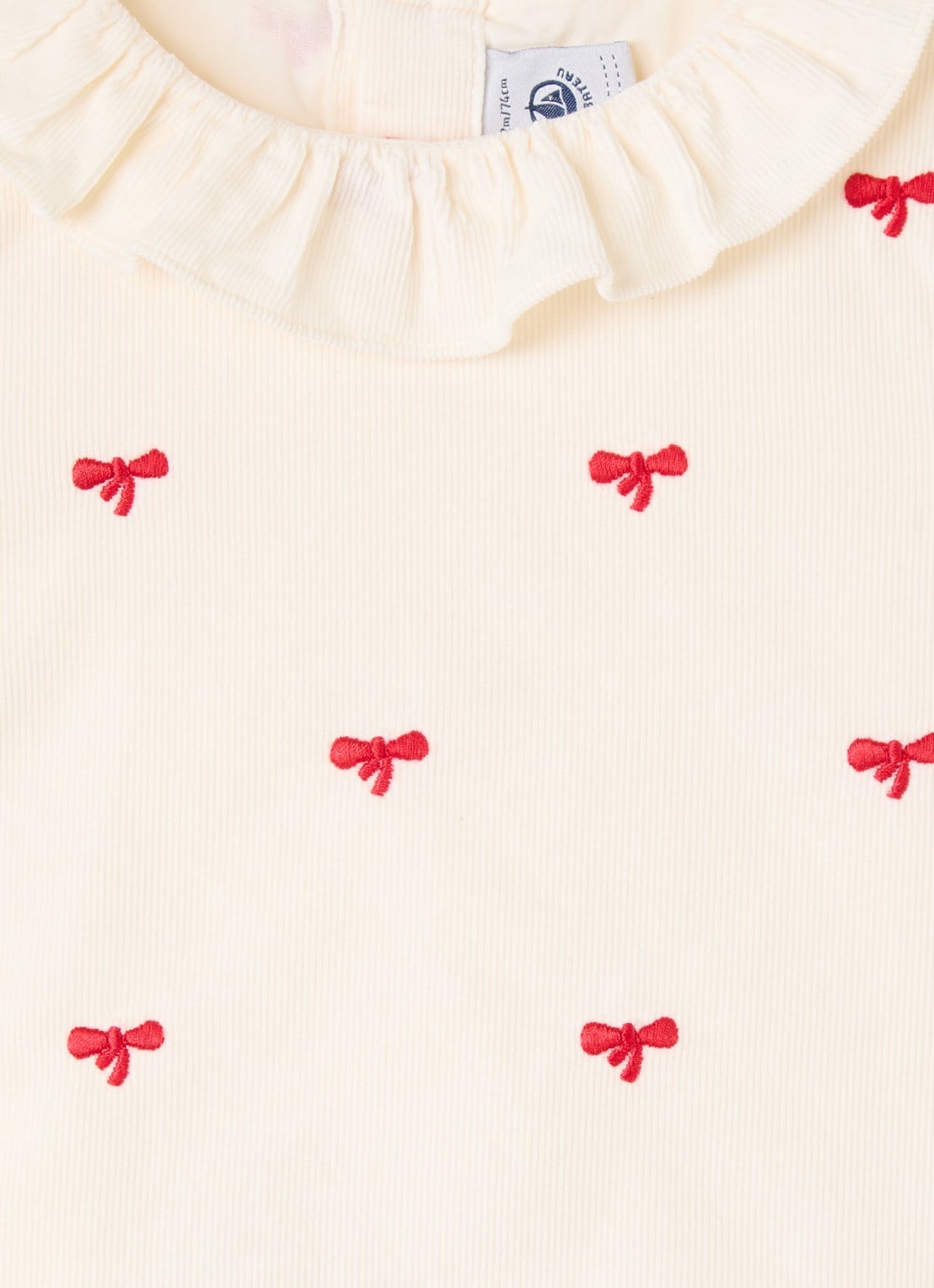 Petit Bateau Tuniek van corduroy met borduring en volant - detail 3 gebroken wit