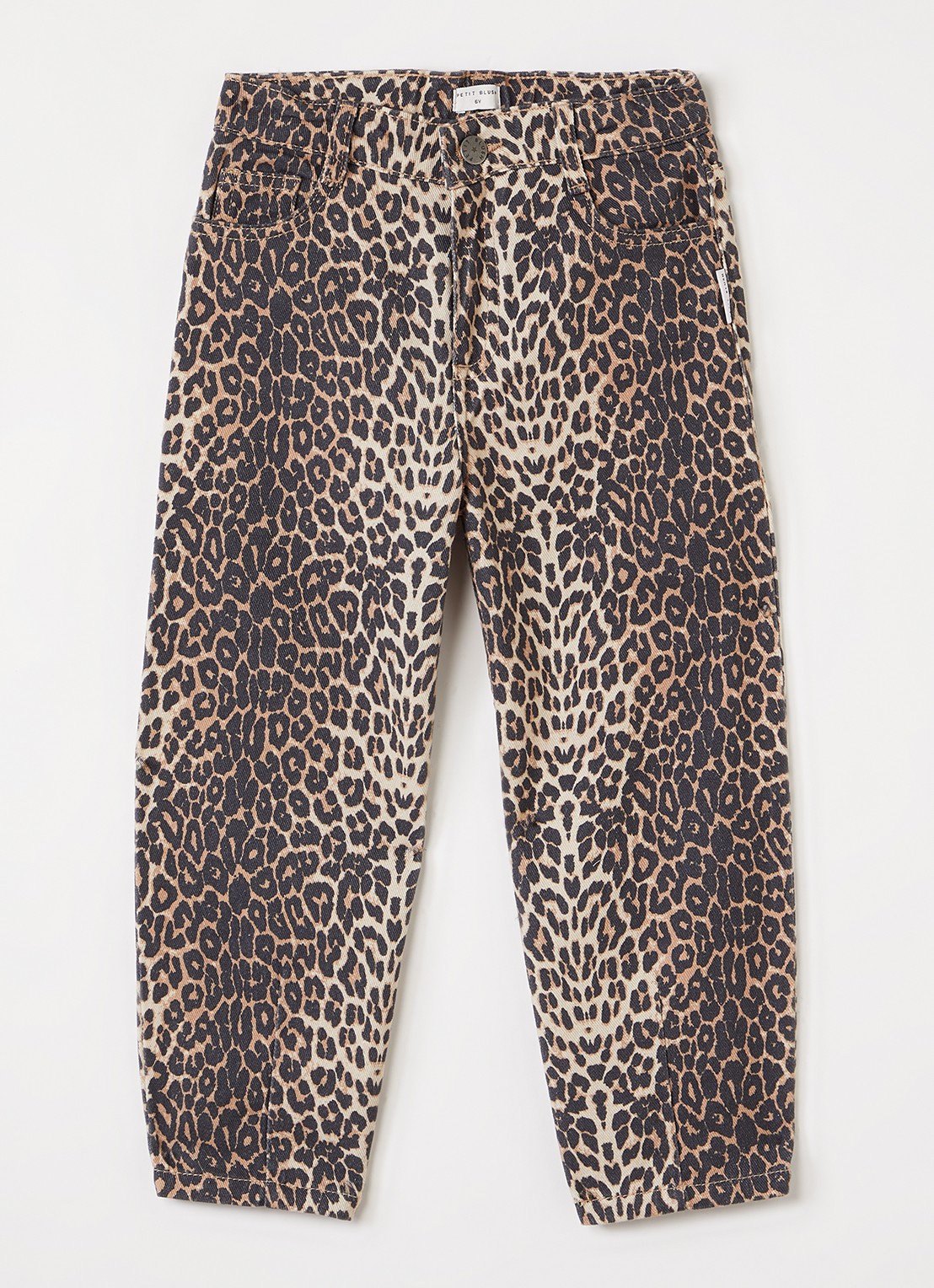 Petit Blush Balloon jeans met panterprint - voorkant 2 camel