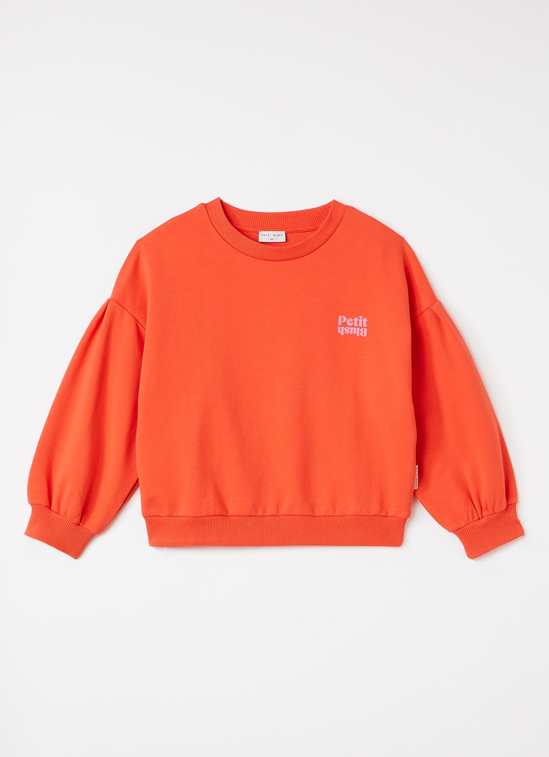 Petit Blush Easy sweater met logo- en backprint - voorkant 3 oranjerood