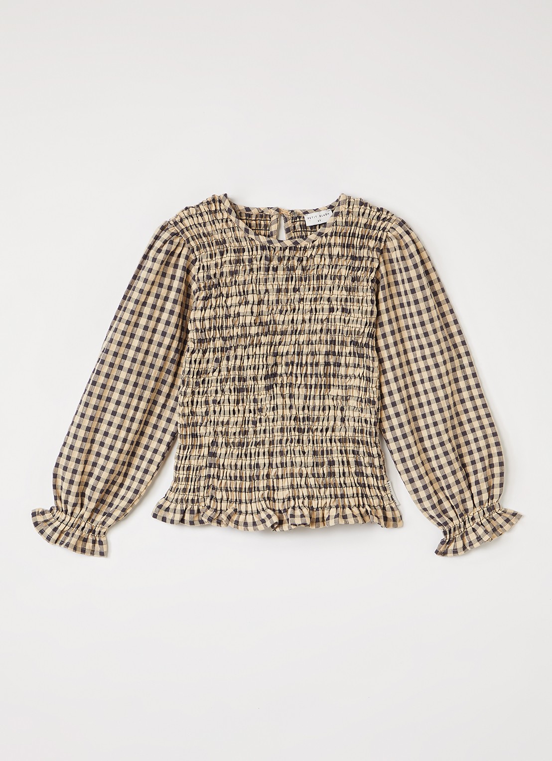 Petit Blush Flow top met smockwerk - voorkant 2 beige
