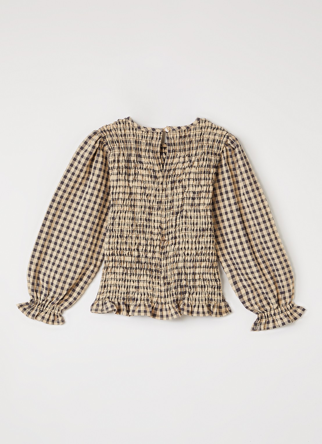 Petit Blush Flow top met smockwerk - voorkant 3 beige