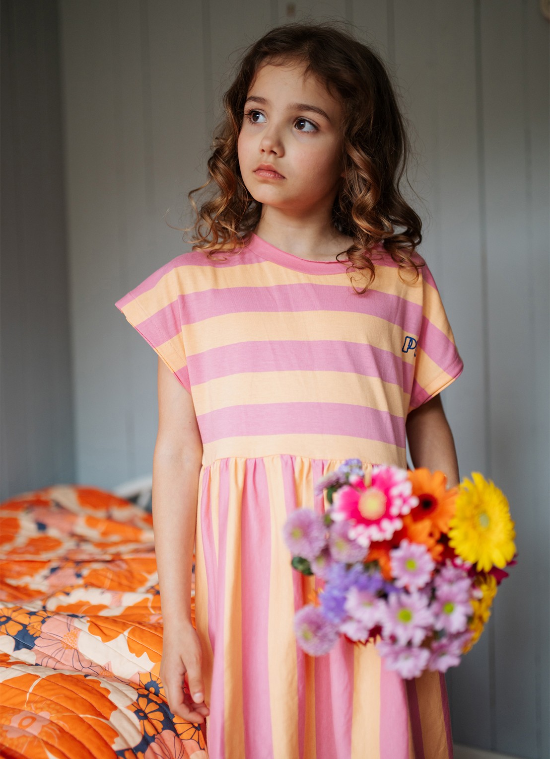 Petit Blush Jurk met streepprint - detail 3 roze