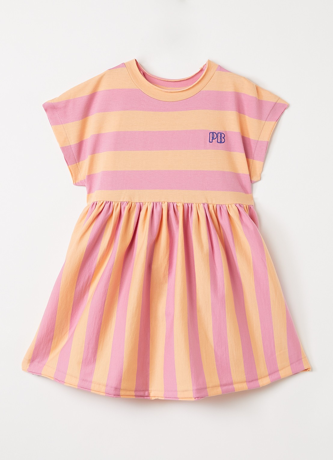 Petit Blush Jurk met streepprint - voorkant 7 roze