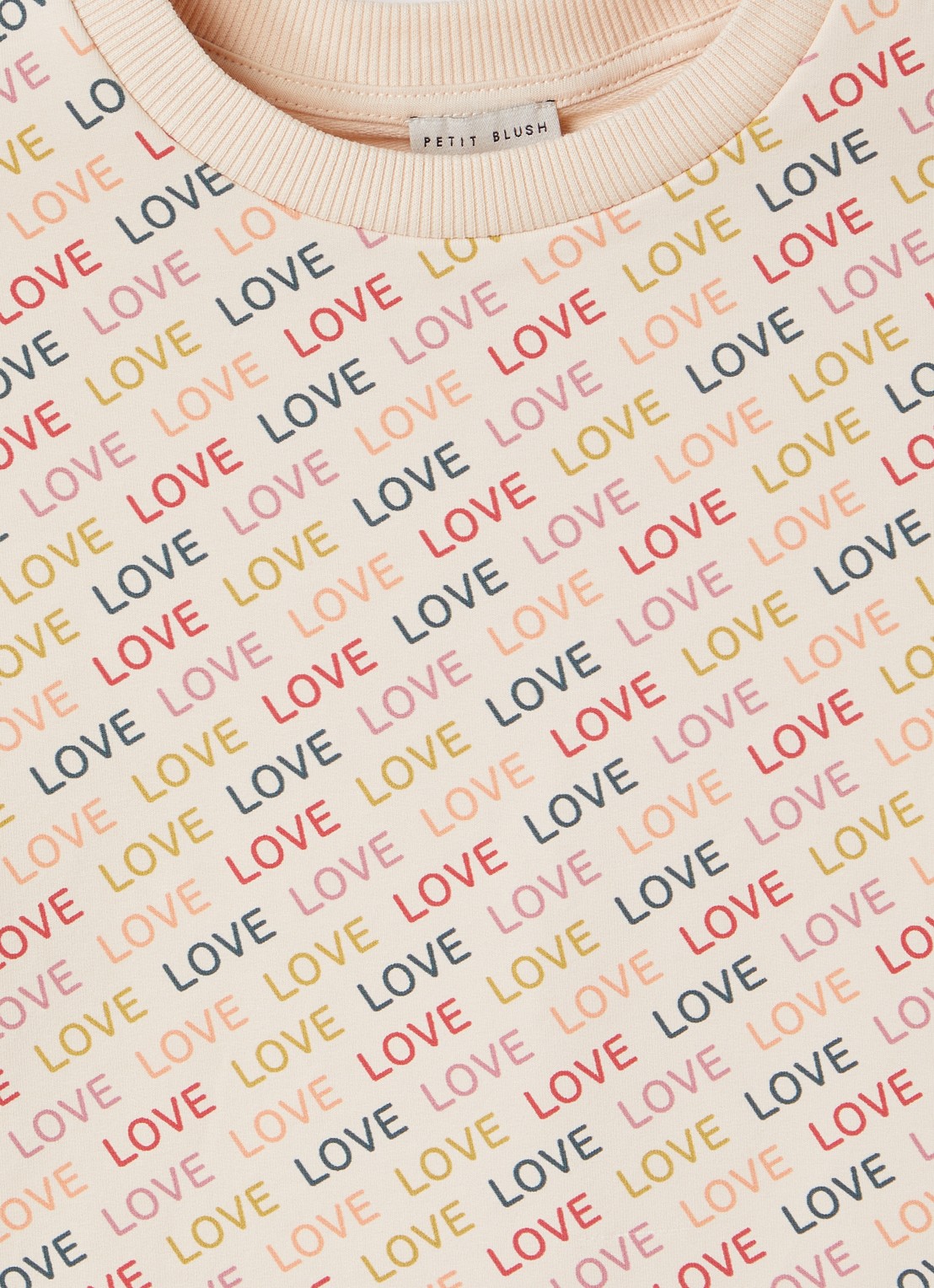 Petit Blush Love sweater met print - detail 4 zalmroze