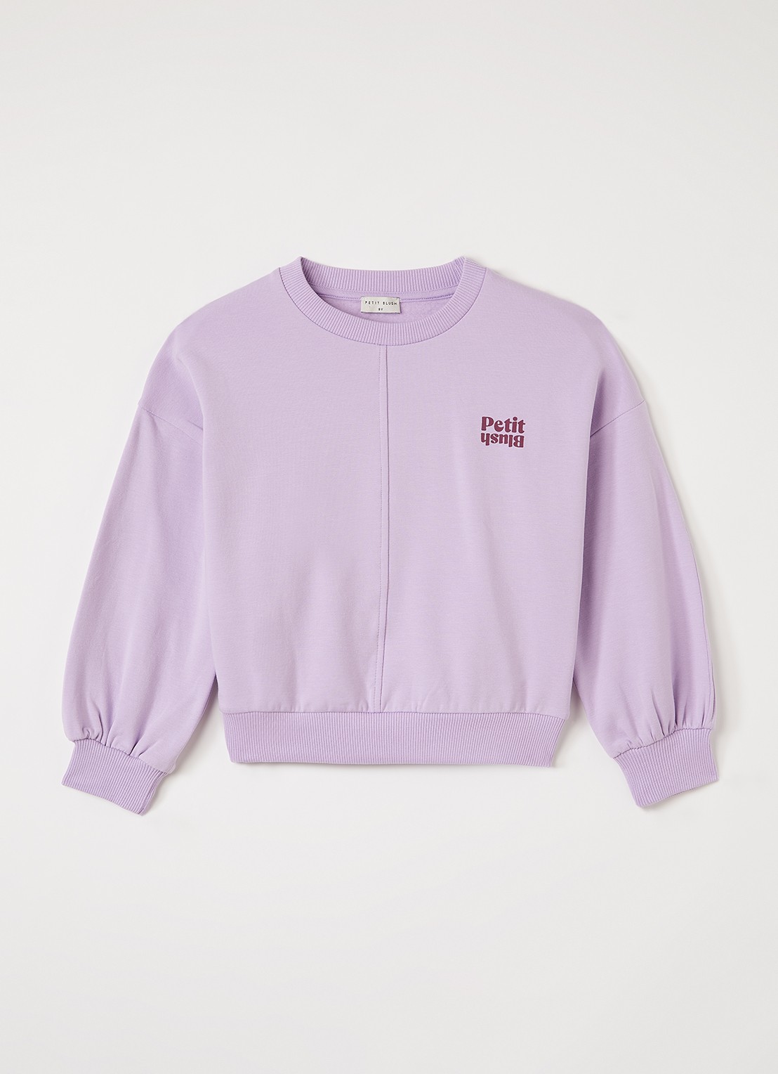 Petit Blush Luca sweater met logo - voorkant lila