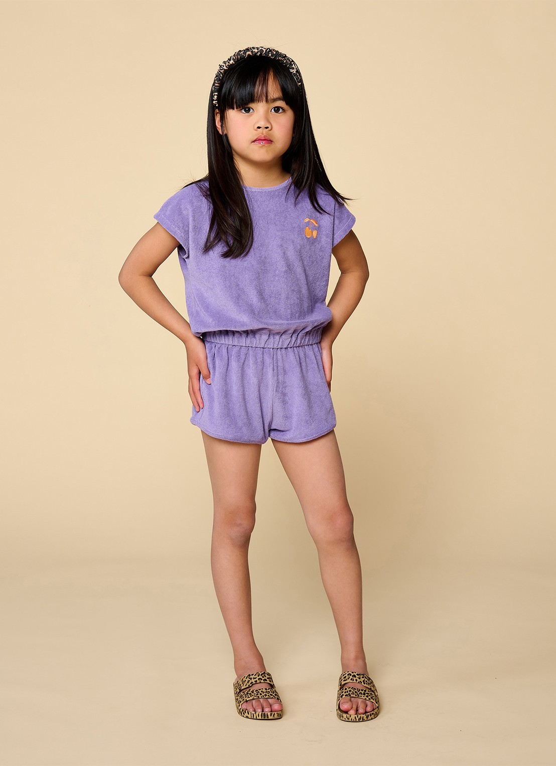 Petit Blush Playsuit van badstof - voorkant 2 lila