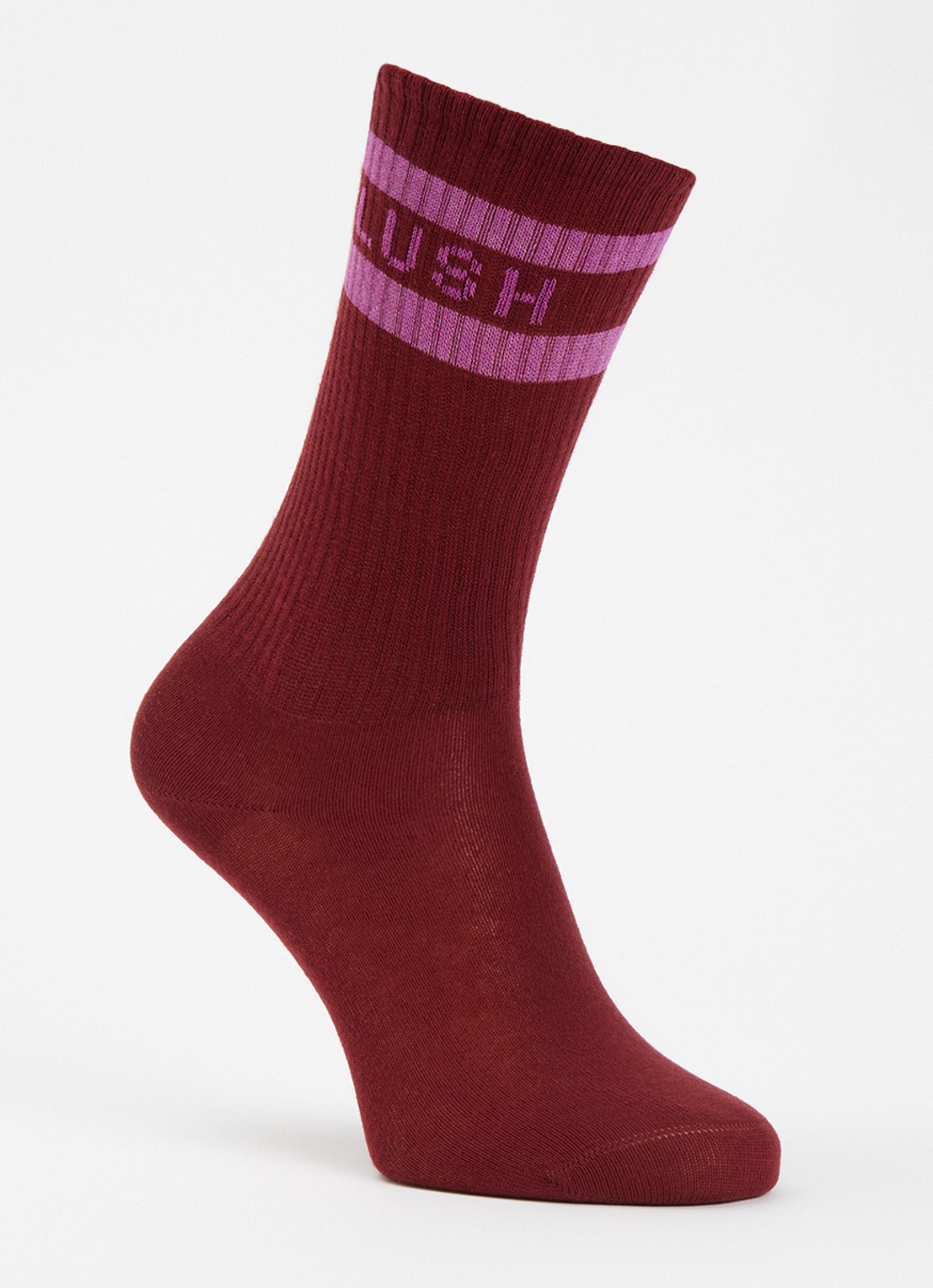 Petit Blush Sokken met streepprint  - voorkant 2 bordeauxrood