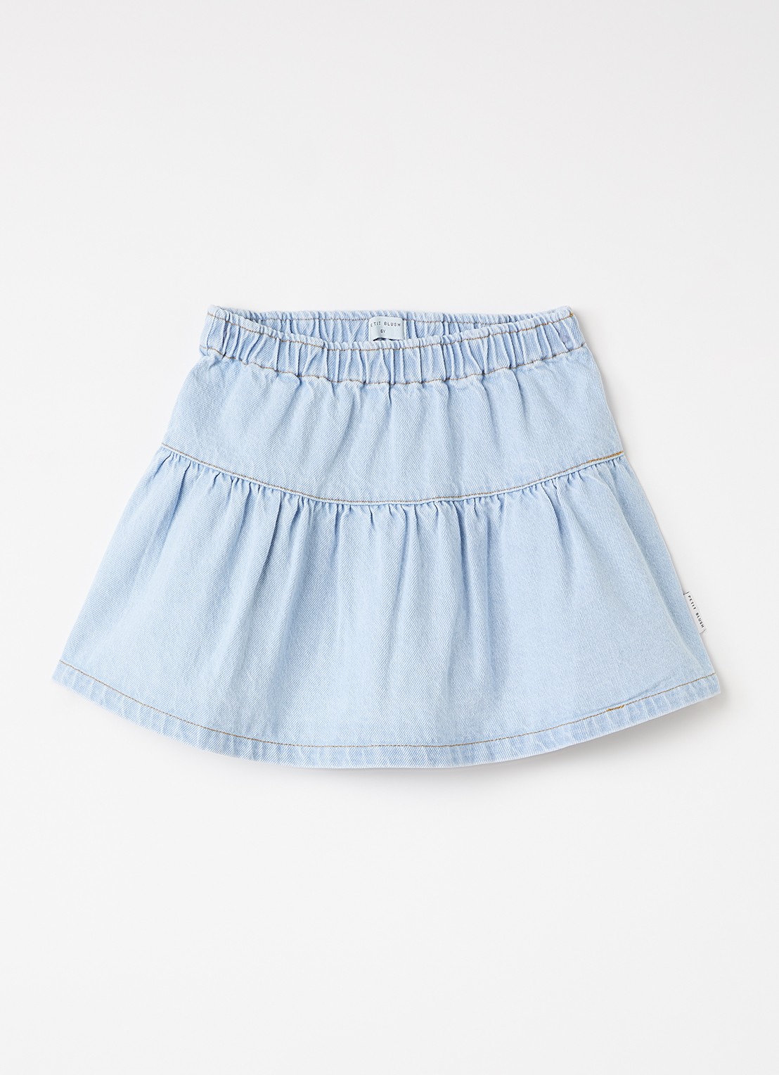 Petit Blush Spijkerrok met elastische band - voorkant indigo