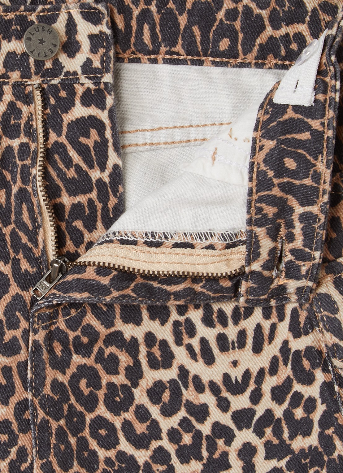 Petit Blush Spijkerrok met panterprint - detail camel