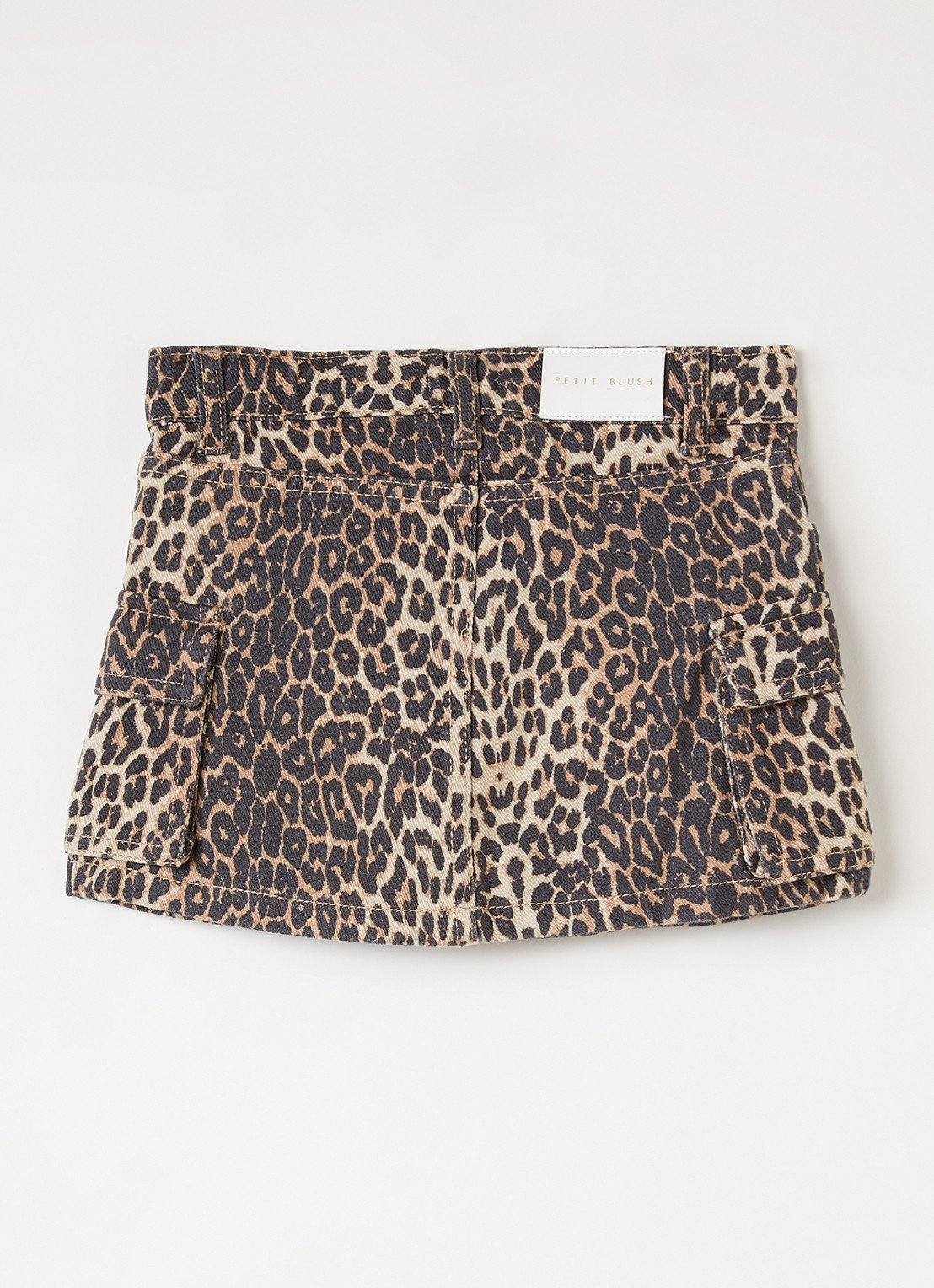 Petit Blush Spijkerrok met panterprint - voorkant 3 camel