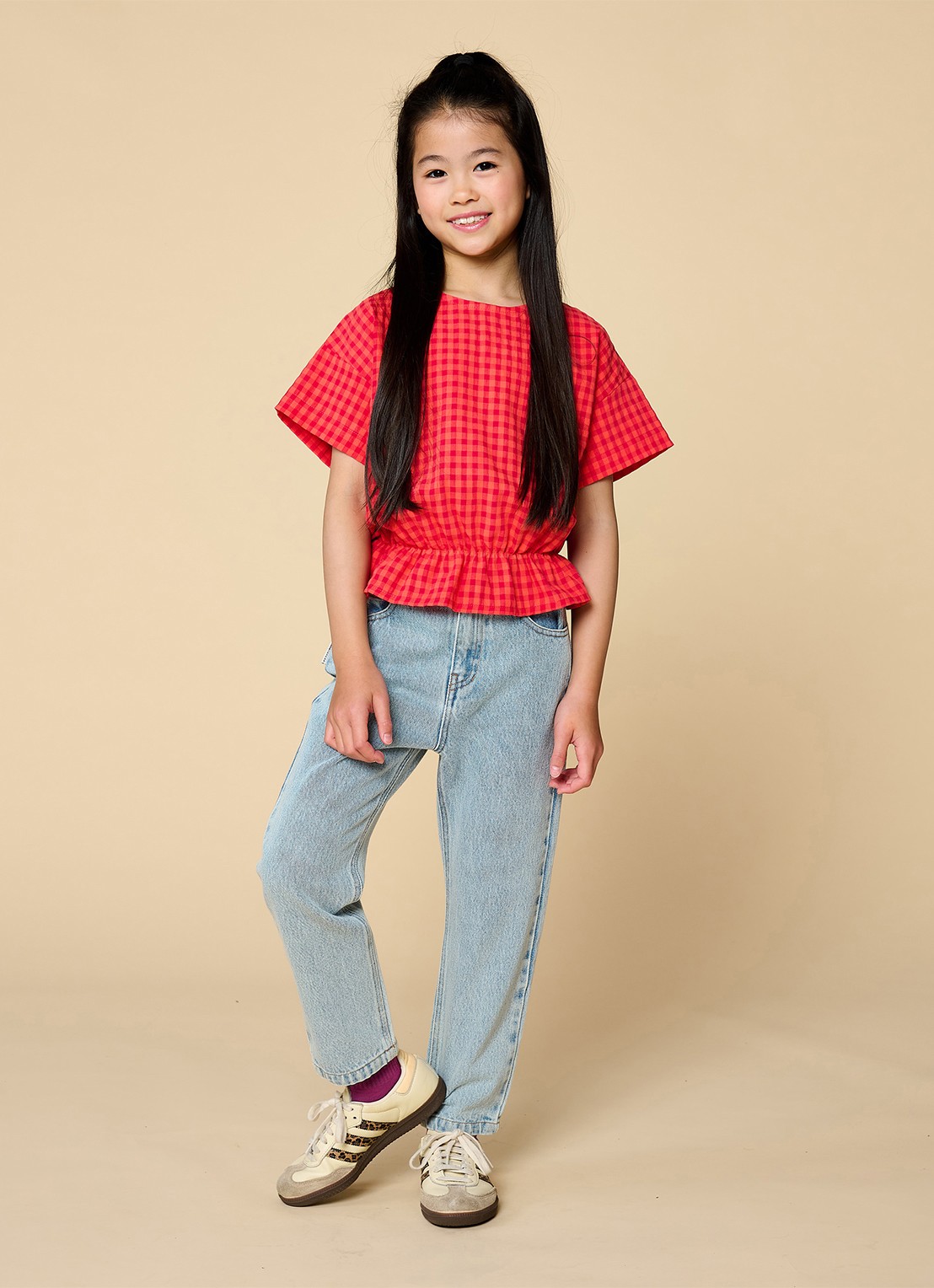 Petit Blush Straight leg jeans met lichte wassing - voorkant 4 indigo