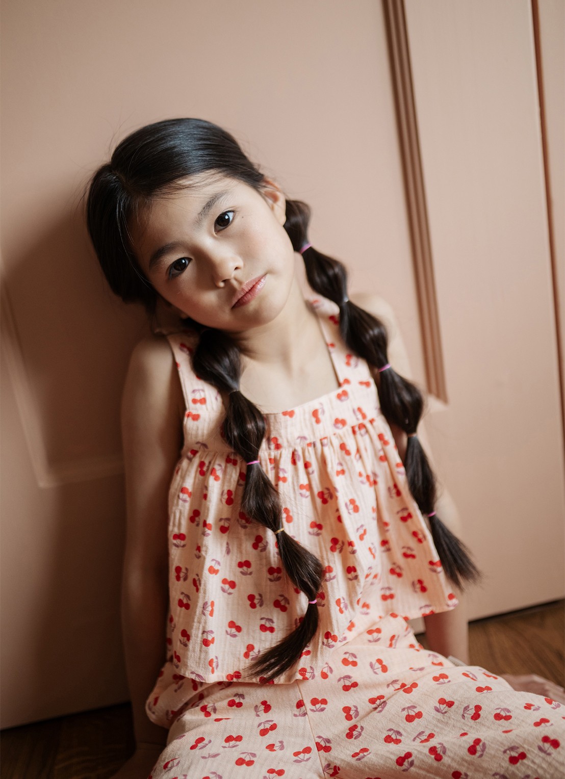 Petit Blush Summer tuniek met print - detail 2 zalmroze