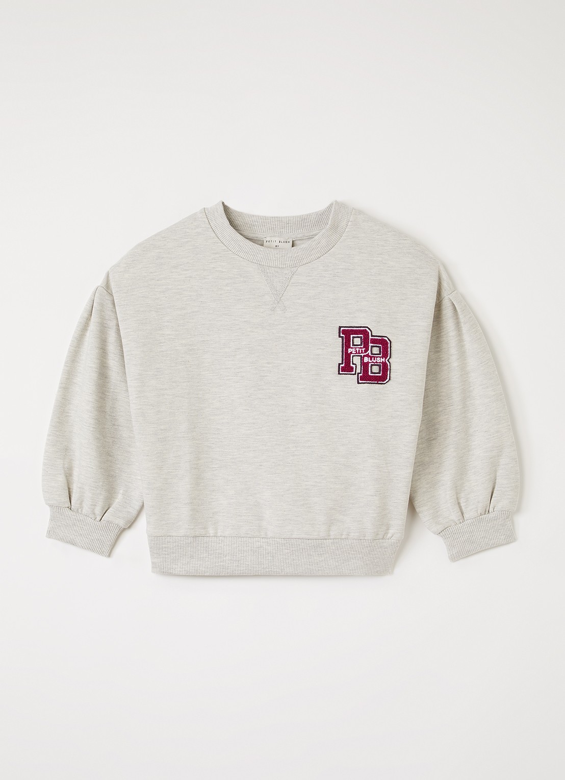 Petit Blush Sweater met logoborduring - voorkant grijsmele