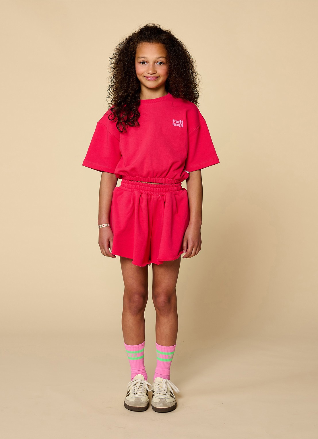 Petit Blush T-shirt met elastische band - detail 5 koraalrood