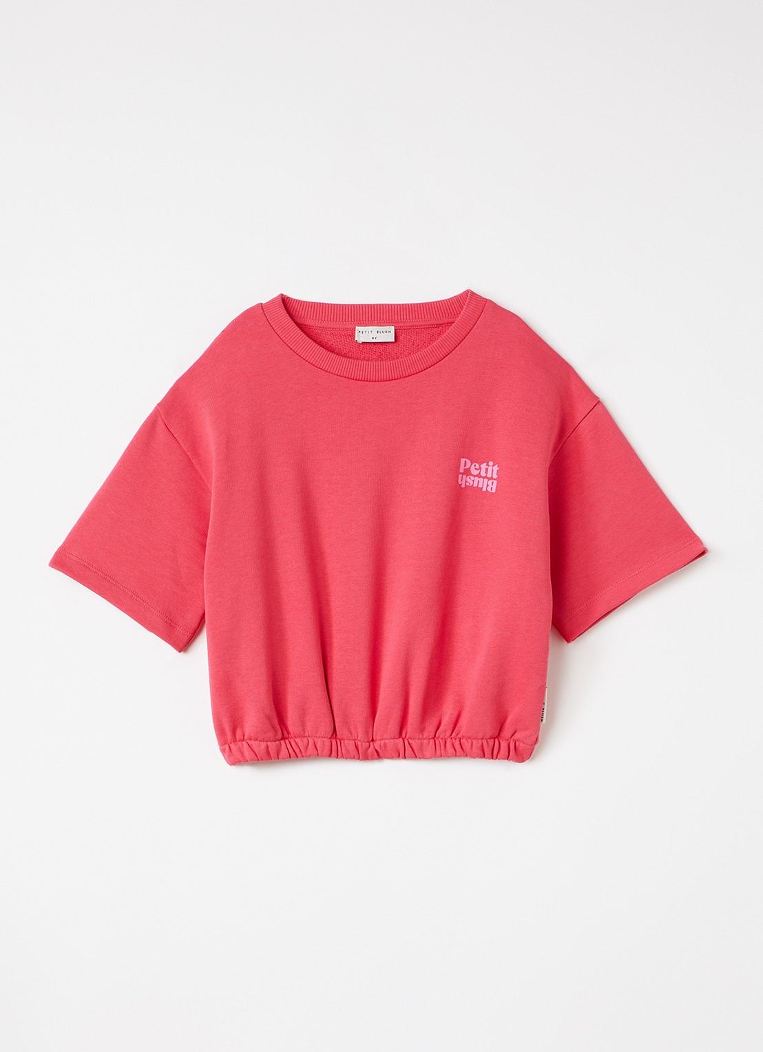 Petit Blush T-shirt met elastische band - voorkant koraalrood