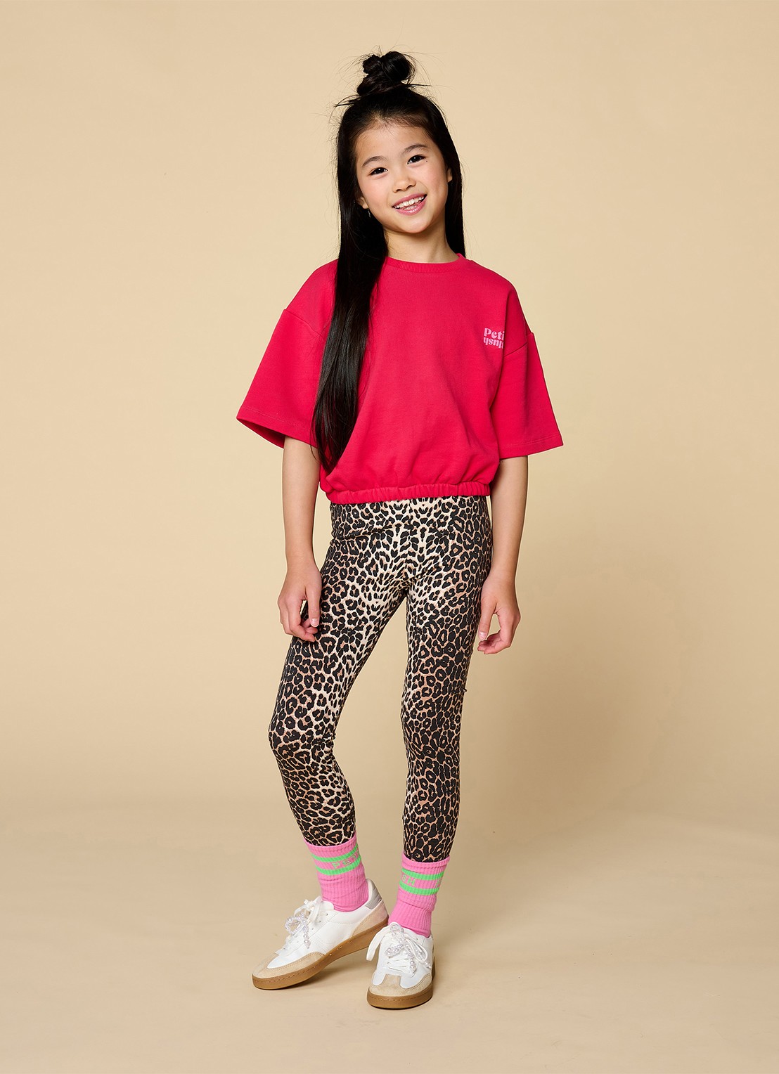 Petit Blush T-shirt met elastische band - voorkant 2 koraalrood