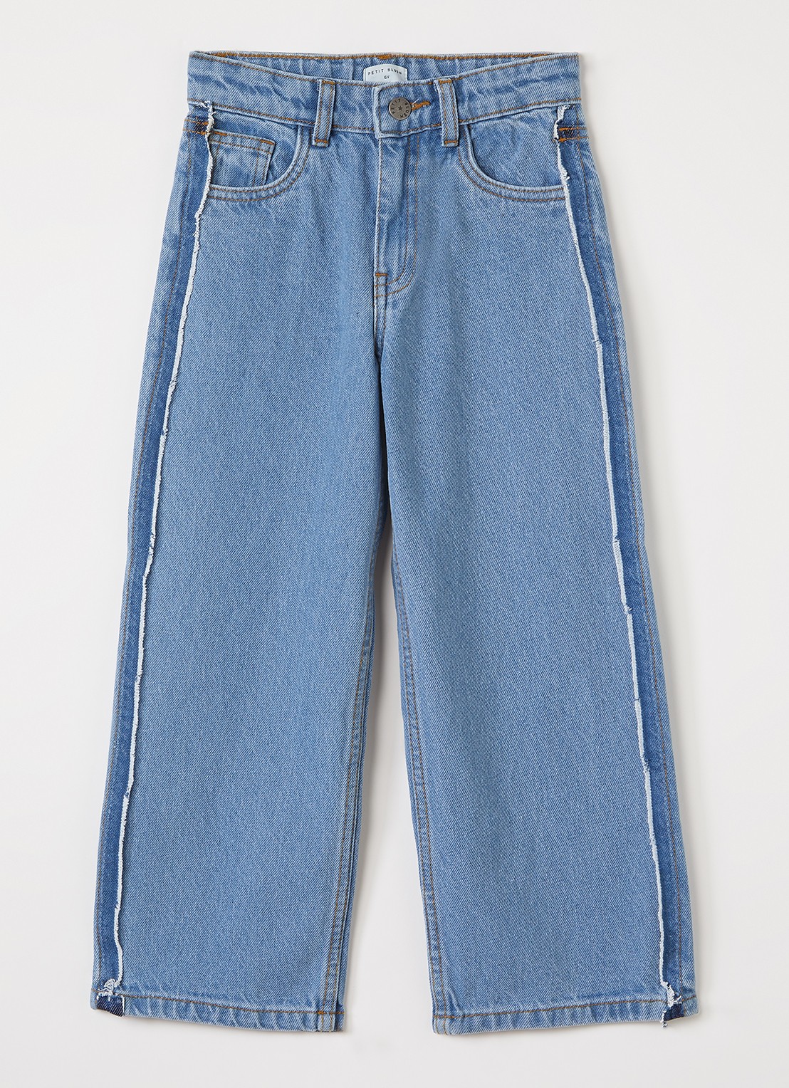 Petit Blush Wide leg jeans met siernaad - voorkant indigo