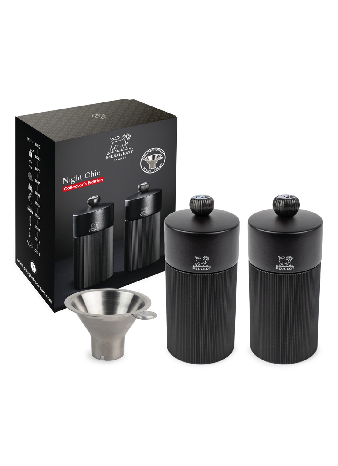 Peugeot Duo Line peper- en zoutmolen 12 cm 2-delig - voorkant zwart