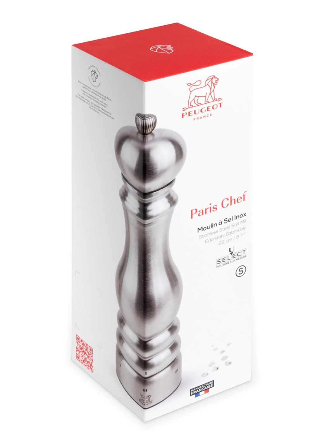 Peugeot Paris Chef zoutmolen 22 cm - detail zilver