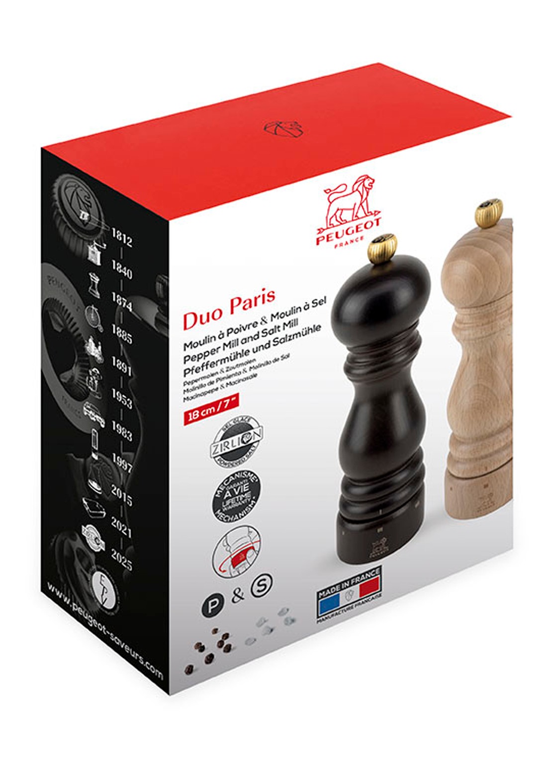 Peugeot Paris U'Select peper- en zoutmolen 18 cm - voorkant 4 multicolor