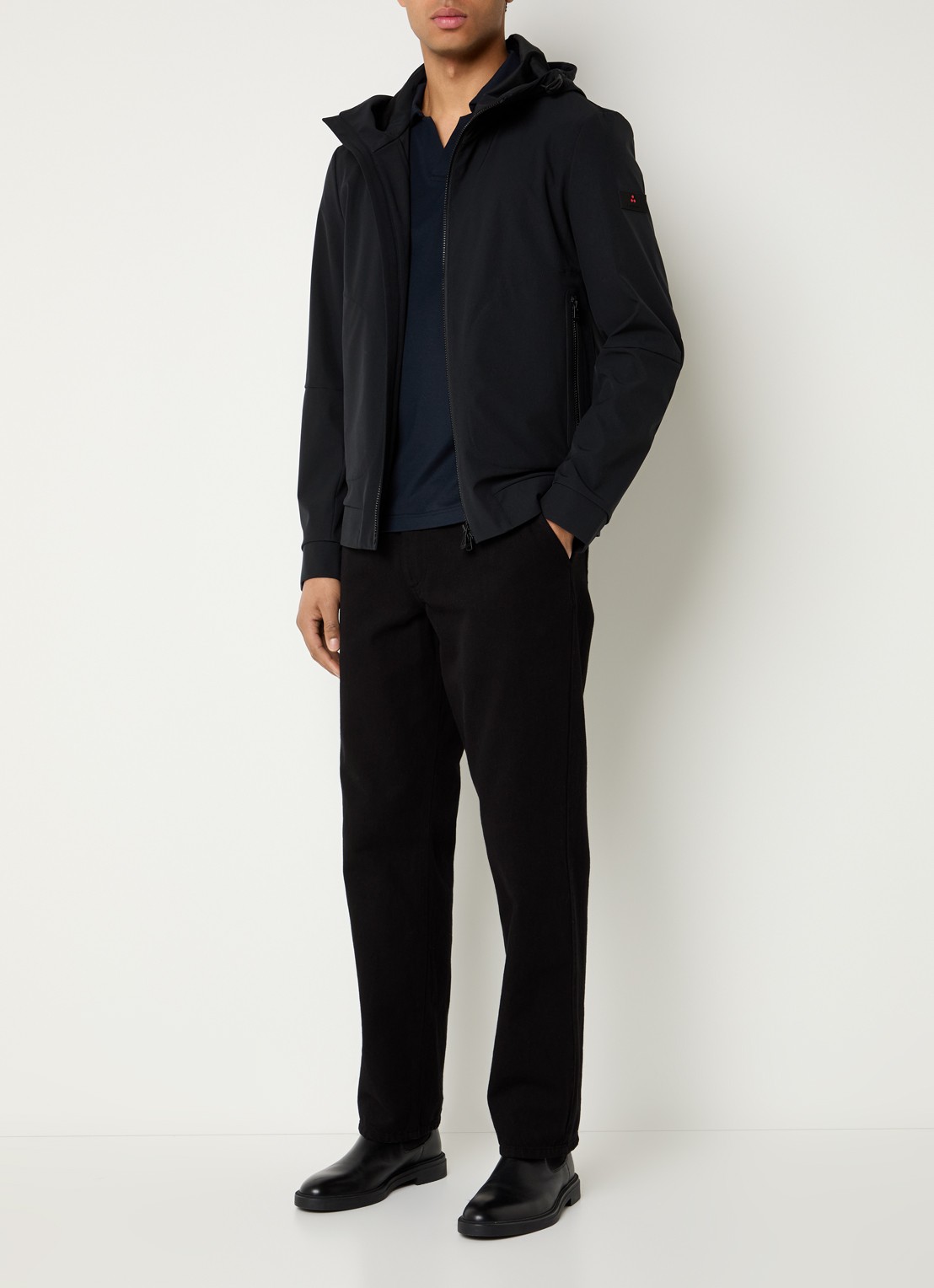 Peuterey Helgo softshell jack met capuchon - voorkant 4 zwart