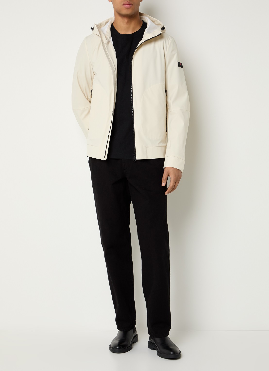 Peuterey Helgo softshell jack met capuchon - voorkant 2 beige