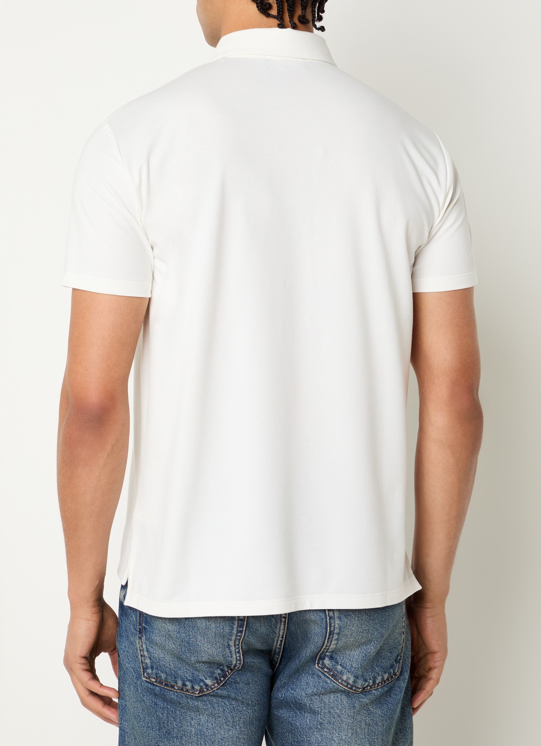 Peuterey Mezzola regular fit polo in zijdeblend met logoborduring - achterkant gebroken wit