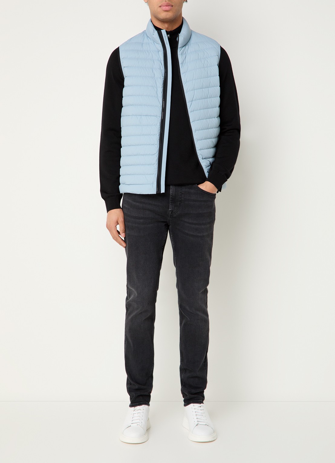 Peuterey Moise gewatteerde bodywarmer met donsvulling - voorkant 4 lichtblauw