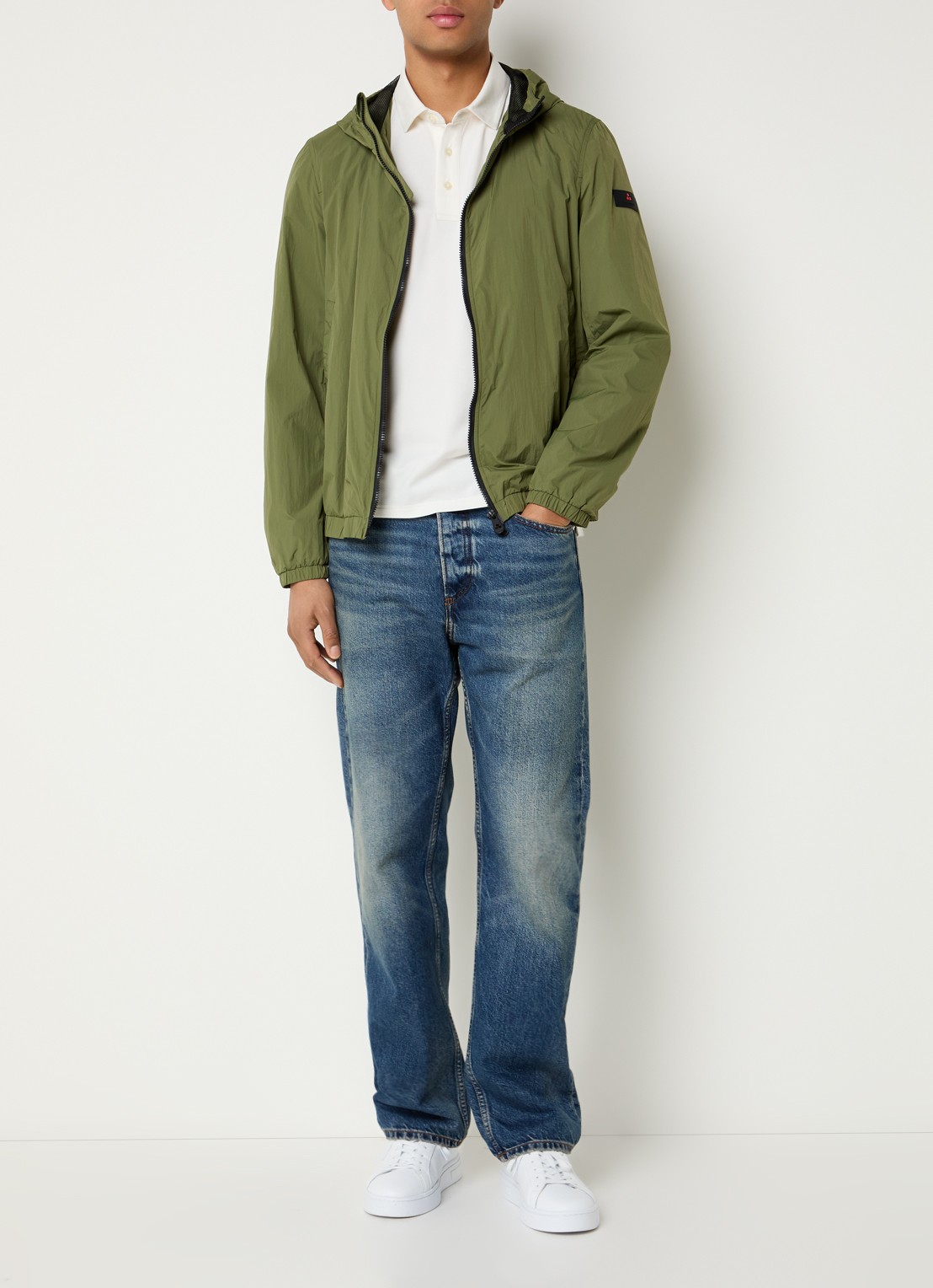 Peuterey Nigle windjack met capuchon  - voorkant 3 legergroen