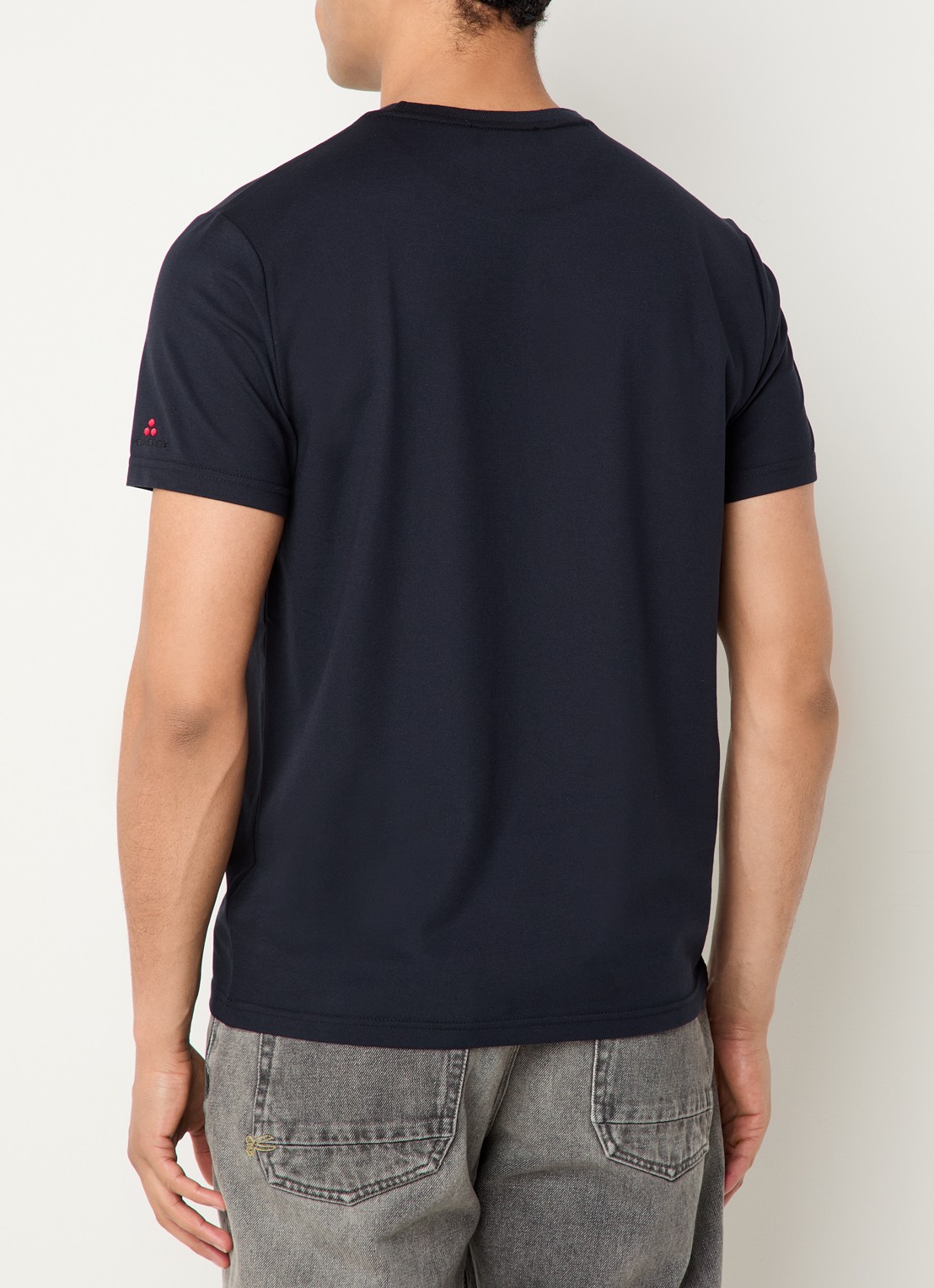 Peuterey Zole T-shirt met in zijdeblend - achterkant donkerblauw